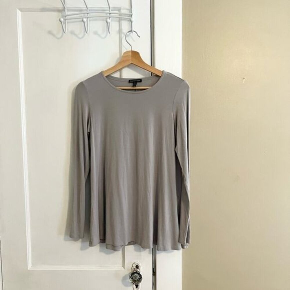 Eileen fisher grey trapeze swing top blouse